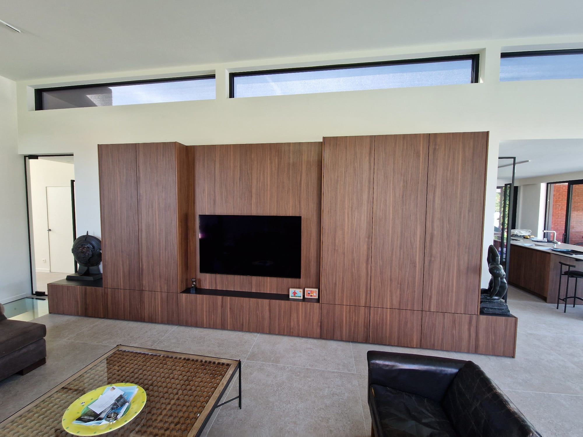 Walnut TV wall unit